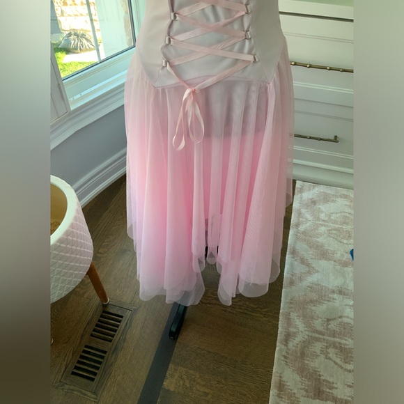 M COLLECTION Pink Tule Strapless Midi Corset Dainty Dress Women’s Size 6 - Picture 5 of 15
